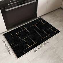 1pc Black Geometric Pattern Kitchen Floor Mat Silicone Carpet, Absorbent Non-Slip Quick Dry Bathroom Rug, All Season Door Mat Room Decor, Indoor Multi-Functional Foot Pad - Multicolor - View 12