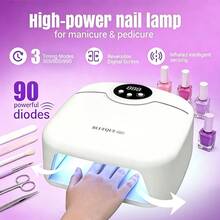 ALUSHEE Đèn hơ gel làm móng 90 LED với màn hình kỹ thuật số đảo ngược, cảm biến hồng ngoại thông minh UV, 3 chế độ hẹn giờ điều chỉnh, khay tháo rời, thiết bị đèn làm móng và chăm sóc móng chân dùng cho gia đình và salon - trắng - Xem 8