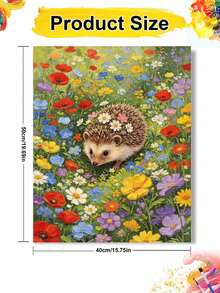 DIY Digital Oil Painting Kit - Hedgehog In The Flower Bushes, Beginner Canvas Art Handmade Painting Craft, Home Decor For Living Room, Bedroom, Holiday Gift, Includes Painting Tools. - Sets - View 10