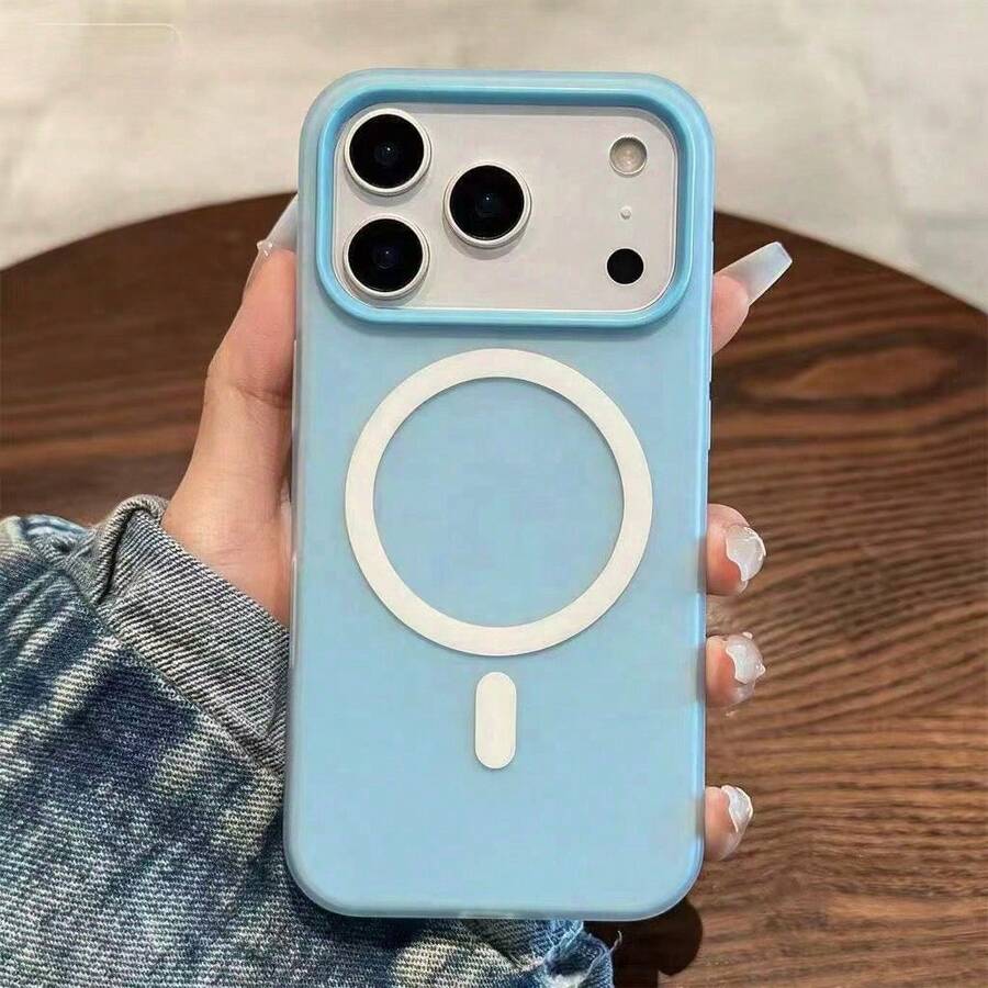 奢華 2 合 1 磨砂糖果色保護殼，相容 iPhone 18 Pro Max 17 16 Plus 15 14 13 12 11，防震防摔緩衝保護套 - 深藍色 - 查看 1