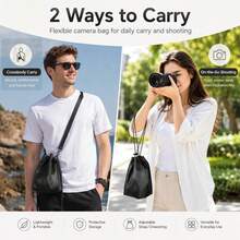 PULUZ Camera Inner Protective Pouch, Thick Padded Portable Storage Bag With Shoulder Strap, Suitable For Mirrorless And DSLR Cameras, Size M, Black - View 7