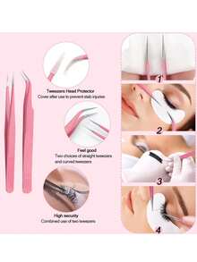 Kit Perlengkapan Ekstensi Bulu Mata Profesional, Alat Latihan Pencangkokan Bulu Mata dengan Pinset, Kepala Manekin, Cocok untuk Pemula, Set Latihan Ekstensi Bulu Mata DIY - MultiWarna - View 6