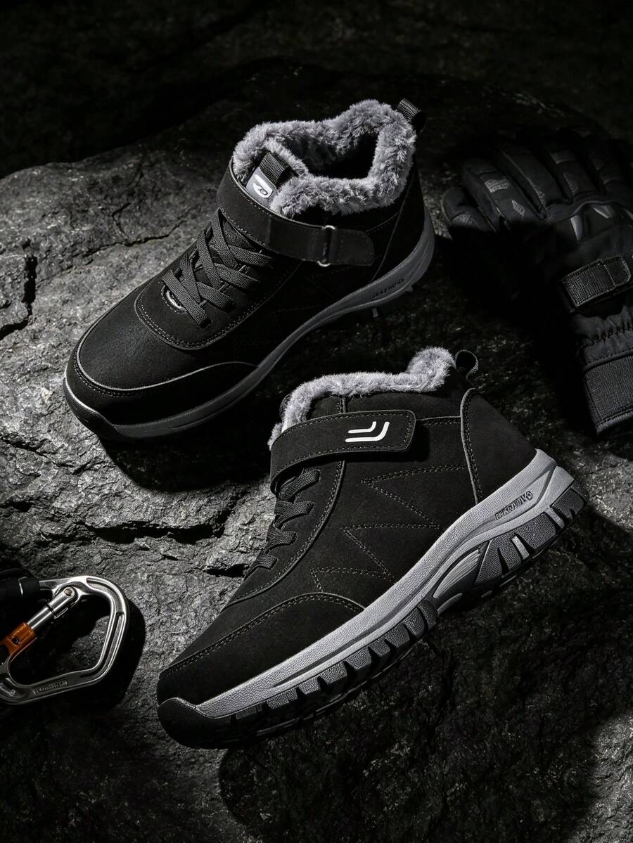 Men's Snow Boots, Casual And Sporty Style, Lace-Up Closure, Suitable For Casual Wear - All Season, Unisex - Black - View 1