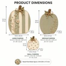 New Wildflower Pumpkin Figurine Wooden Craft Trio - 1PC - View 3