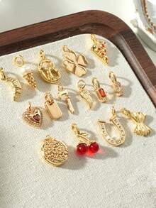 1pc Fashionable Cute Stainless Steel Pendant, Suitable For DIY Necklace, Bracelet, Earrings, Keychain, Phone Chain, Couple Gift And Jewelry Making, Ideal Choice For Jewelry Lovers And Perfect Gift For Mother's Day. - Gold - View 9