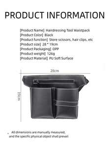 Multifunctional Hairdressing Tool, 1pc Hair Scissors Storage Bag, PU Leather Hairdressing Bag, Professional Barber Tools Waist Pouch, Salon Scissors Organizer Bag - Black - View 4