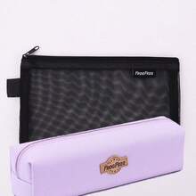 1/3 Transparent Mesh Pencil Case, Student Teacher Office Stationery Storage Bag, Portable Large Capacity Learning Stationery Pencil Bag - A - View 7