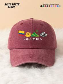 1pc Baseball Cap With "COLOMBIA" Letter And Pattern, Fashionable And Versatile, Adjustable Lightweight Comfortable With Sweatband, Multi-Functional Baseball Cap, Sun Protection Hat For Travel And Daily Use, Suitable For Matching And Everyday Wear, Gift For Friends - A - View 12