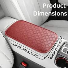 1pc PU Leather Embossed Extended Car Center Console Protector Pad, Car Armrest Cushion, Dual Storage Pockets/No Storage Pockets Optional, Wear-Resistant Anti-Slip All-Season Universal, Easy Installation, 34cmx21cm, Car Interior Accessories - Multicolor - View 3