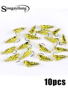 SOUGAYILANG 10pcs/20pcs 5cm Soft Shrimp Lure, Suitable For Bass, Black Bass And Other Fish - Yellow - View 12