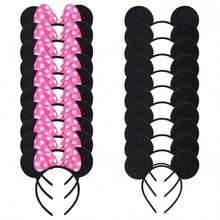 Disney Girls Red & Pink Cartoon Cute Mickey & Minnie Mouse Ear Party Headband With Bow, Holiday Party Gift, Party Costume Birthday Gift, Halloween Gift - A - View 6