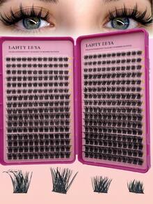 384 Clusters Lash Book Black Mixed Length Fluffy Thick DIY Lash Extensions Individual Cluster Eyelashes At Home Faux Mink Lashes - D - View 1