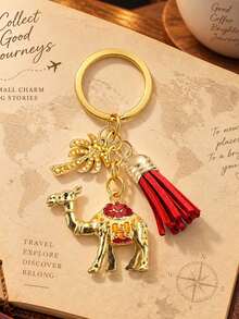 Vintage Camel Palm Tree Keychain With Tassel,Arabian Style Enamel Camel Bag Charm,Middle East Desert Travel Souvenir Gift,Ideal For Keys Backpacks - Multicolor - View 10