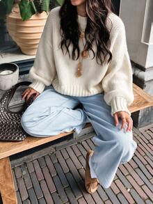 Vuslat Sweater Pullover Wanita Elegan Musim Gugur untuk Sehari-hari, Pesta, dan Halloween - Putih - View 8