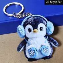 1pc Cute 2D Acrylic Penguin Keychain/Keyring - Decorative Item, Featuring Whimsical Christmas Design, Perfect For Friends Who Love Decorating Their Space, Ideal For Home And Holiday Decoration - Multicolor - View 2