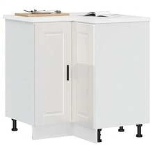 vidaXL Armoire d'angle de cuisine Porto blanc brillant bois ingénierie - Blanc - Voir 1