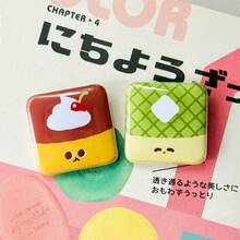 Cute Cartoon Dessert Pattern Round And Square Tin Badge Brooch, Sweet Pudding Croissant Waffle Design, Aesthetic Decorative Lapel Pin, Backpack Clothing Bag Accessory, Gift For Girls - A - View 5