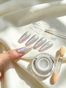Shiny Mirror Aurora Nail Powder Glamorous Decorative Item Salon Professional Enthusiast DIY - With Applicator - Multicolor - View 1