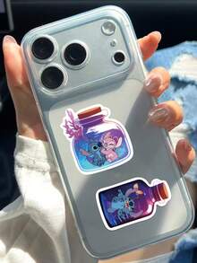 Disney 50pcs Stitch Stickers For Bottle Decoration, Scrapbook, Diary, Planner, Luggage, Envelope, Greeting Card, Notebook, Tablet, Water Bottle - Multicolor - View 5