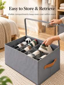 Foldable Under Bed Shoe Storage Organizer Box Heavy Duty Washable Oxford Fabric Dustproof Container With Clear Window Sturdy Handles Zippers For Sneakers Heels Closet Space Saving College Dorm Spring Cleaning Clothes Setup, Storage Box - View 6