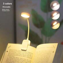 1pc 4-LED White Clip-On Eye-Care Reading Light, Rechargeable Book Light, 3 Color Temperatures, Dimmable Brightness, Mini Portable Clip-On Reading Lamp (Battery/Rechargeable 300mAh) - White - View 2