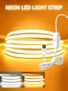 Flexible Neon LED COB Light Strip, DC5V USB Powered, With Switch, 2m, 3 Meters, 5m High Brightness Neon Light Strip, Suitable For Indoor, Hallway, Stairs, Holiday Decoration DIY - Warm Light - View 1