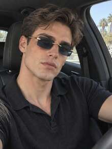 1pc Frameless Rectangular Fashion Glasses, Narrow Frame, Fashion Glasses For Men And Women, Suitable For Daily Wear, Outdoor And Beach Use - Grey - View 6