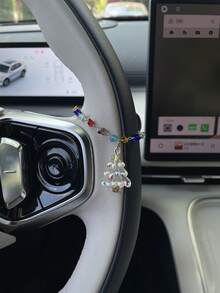 1pc Christmas Tree Car Steering Wheel Hanging Chain, Colorful Crystal Beads Paired With Transparent Glass Christmas Tree Pendant, Exquisite And Compact, Strong Glossy Feel, Fresh Healing Style Car Interior Decoration Ornament, Full Festive Atmosphere, Personalized Creative Car Accessory, Suitable For Personal Use Or Gift Giving - A - View 4