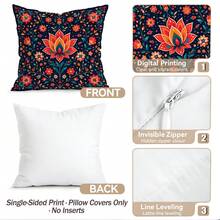 4pcs Bohemian Floral Mandala Print Pillow Covers, Single-Sided Printed Cushion Covers/Pillowcases, Multi-Scene Atmosphere Decorative Pillow Covers Suitable For Living Room Sofa Bedroom, Pillow Insert Not Included - Multicolor - View 3