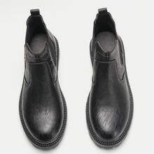 Men's Casual Chelsea Boots, Business Commute Men's Boots, Lightweight Comfortable, Vintage Thick Sole Ankle Boots - Black - View 6