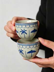 1/2/4/6pcs Floral Ceramic Tea Cups, Home Guest Tea Cups, Red Tea Cups, Tasting Cups, Kung Fu Tea Cups, One-Sip Cups, Water Cups, Espresso Cups, Suitable For Home, Gathering, Party, Gift Giving - Multicolor - View 4