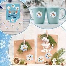 500pcs Holographic Laser Snowman Graffiti Stickers, Silver Laser Envelope & Magazine Decoration, Holiday Party DIY Decor, Christmas New Year PVC Waterproof Self-Adhesive Decals - Multicolor - View 4