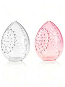 1/2pcs Beauty Sponge Makeup Storage Egg Powder Puff Makeup Egg-Shaped Transparent Holder Powder Puff Drying Box Makeup Accessories - Multicolor - View 1