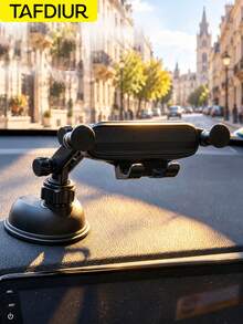 TAFDIUR 1pc ABS Material Black Mirror/Textured Surface Suction Cup Multifunctional Adjustable Angle Gravity Phone Car Mount, Suction Cup Installation, Stable And Shake-Free, Easy To Install, Suitable For Most Car Models, Applicable For Driver Navigation/Music/Phone Calls And Other Scenarios - A86 - View 7
