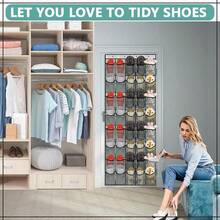 40 Pockets Over Door Shoe Organizer,Space-Saving Hanging Closet Storage,Large Capacity Breathable Fabric Hanging Shoe Rack For Men's&Women's Sneakers,Slippers,High Heels, Fits Apartment Dorm Room,Bedroom Closet,Halloween Gift Black - Multicolor - View 7