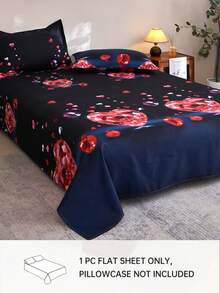 1pc Ultra-Soft Printed Bed Sheet, Lightweight As A Cloud, Soft And Breathable, Suitable For Various Bed Sizes - Single, Double, Queen, King. Machine Washable, Essential For Home And Student Dorms, Back To School Season, All Seasons, Room Decor - Multicolor - View 2
