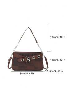 2026 New Niche Elegant Chain Eyelet Bag For Women, Motorcycle Style Underarm Shoulder Crossbody Small Square Bag With Premium Fresh Look - Coffee - View 10