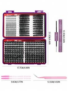 480pcs D Curl, Dense Voluminous False Lash Kit, Fales Eyelash Clusters, DlY Eyelash Extension Kit, Soft & Comfortable, With Bond And Seal, Tweezers, Brush, Wispy Soft Daily Cluster Lashes Self Use - Black - View 2
