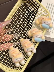 4pcs Cute Cat Hair Clip Set, Kawaii Cartoon Animal Hair Clips, Sweet And Lovely Girls Decorative Hair Accessories For Daily Wear - Multicolor - View 2
