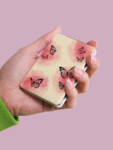 1pc Butterfly Series Portable Folding Makeup Mirror, Ultra Thin Lightweight Convenient Durable PU Leather, Suitable For Various Occasions Travel Party Work School, Fit For All Ages Universal - Multicolor - View 5