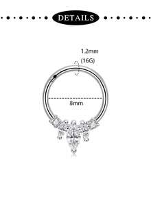 TOKRING 16G Clicker Septum Rings Hinged Hinged Nose Rings Hoop,Daith Cartilage Earring Clicker Septum Jewelry Hinged Lip Helix Rook Tragus Piercing Jewelry For Halloween Decoration - Silver - View 8