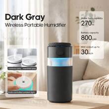 kinscoter 1PC Rechargeable 800mAh 270ml Air Humidifier Portable Humidifier With Atmosphere Night Lamp For Hotel Bedroom Office - Mist - View 12