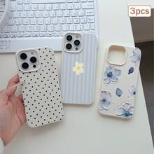 3件裝波點印花皮革紋理TPU防震全包覆手機保護殼，適用於Apple 11/12/13/14/15/16/17 Pro Max - 彩色 - 查看 2