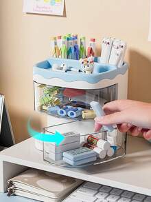 1pc Children's Hair Accessories Rotating Storage Box, Multi-Layer Plastic Storage Box, Drawer Storage Box, Baby Hair Accessories Organizer, Travel Cosmetic Organizer And Cosmetic Storage, Rotatable Storage For Hair Clips, Hair Accessories, Hair Bands, Makeup Sponges, Jewelry, Rings And More, Dust-Proof Box, Holiday Gift, Halloween Gift - View 2