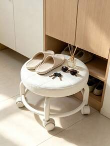 1pc Lightweight Portable Small Universal Wheel Shoe Bench, High Load-Bearing Wear-Resistant Base, Smooth Sliding Without Jamming, Movable Stool, Modern Minimalist INS Home Style, Solid Color Square Design, Quiet Universal Wheels With Flexible Steering, Thickened Seat Surface Anti-Pressure And Durable, Multi-Functional Storage Tea Table Stool, Low-Cost Rental Home Renovation Essential, Entryway Shoe Changing Use, Living Room Tea Table Side Spare Seat, Bathroom Balcony Leisure Small Seating, Youth Rental Home All-Season Universal Movable Stool - Multicolor - View 4