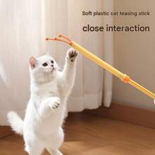 New Cat Toy Retractable Teaser Wand Multifunctional Double-Sided Itch Scratching Tool Energy-Consuming Interactive Kitten Toy 3-In-1 Retractable Grooming Tool, Individual Massage Itch Relief Wand And Interactive Teaser Wand, Gentle Pet Hair Removal Brush - Multicolor - View 2