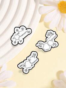 Chemistry Molecule Enamel Pin, Dopamine Serotonin Adrenaline Floral Badge, Decorative Lapel Pin For Backpack Jacket Student Gift - Multicolor - View 4