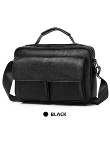 HOVI'S Men's PU Leather Messenger Crossbody Bag, Large Capacity Business Shoulder Bag With Top Handle & Magnetic Snap Pockets, Multi Compartment, Sling, Work - Multicolor - View 10