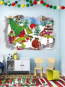 FIFA Stiker Dinding Natal The Grinch Gaya Baru PVC Kartun Film Monster Hijau Dekorasi Dinding Decal - stiker - View 1