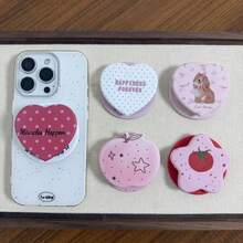 Pink Heart-Shaped Magnetic Phone Stand, Multi-Function Push-Pull Phone Back Stand, Desktop Telescopic Stand, Suitable For Magnetic Phone Cases - Pink - View 1